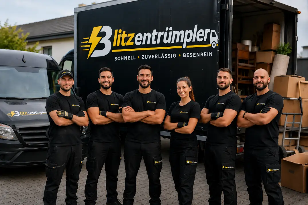 Das Team von Blitzentrümpler vor dem Firmen-Lkw